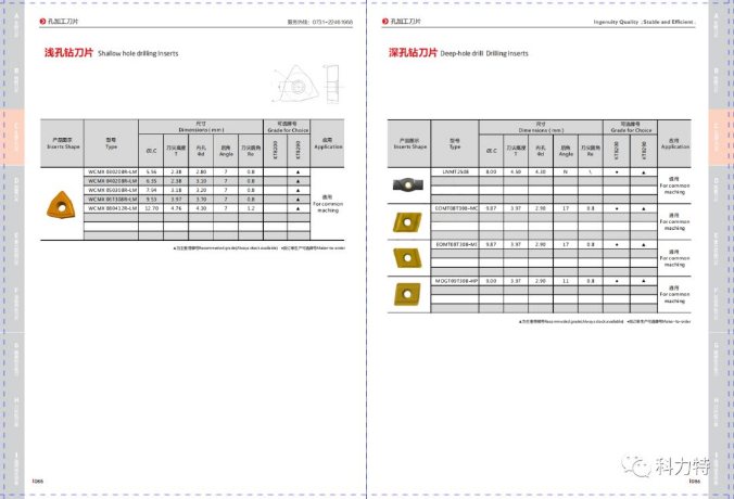 科力特最新孔加工刀片樣本