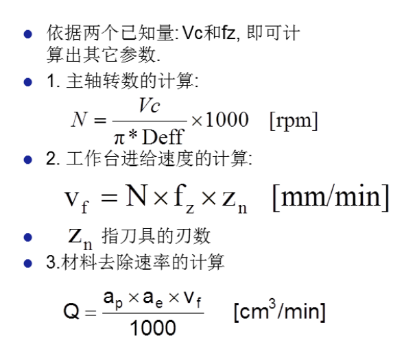 高速加工中,各切削參數(shù)的計(jì)算方法